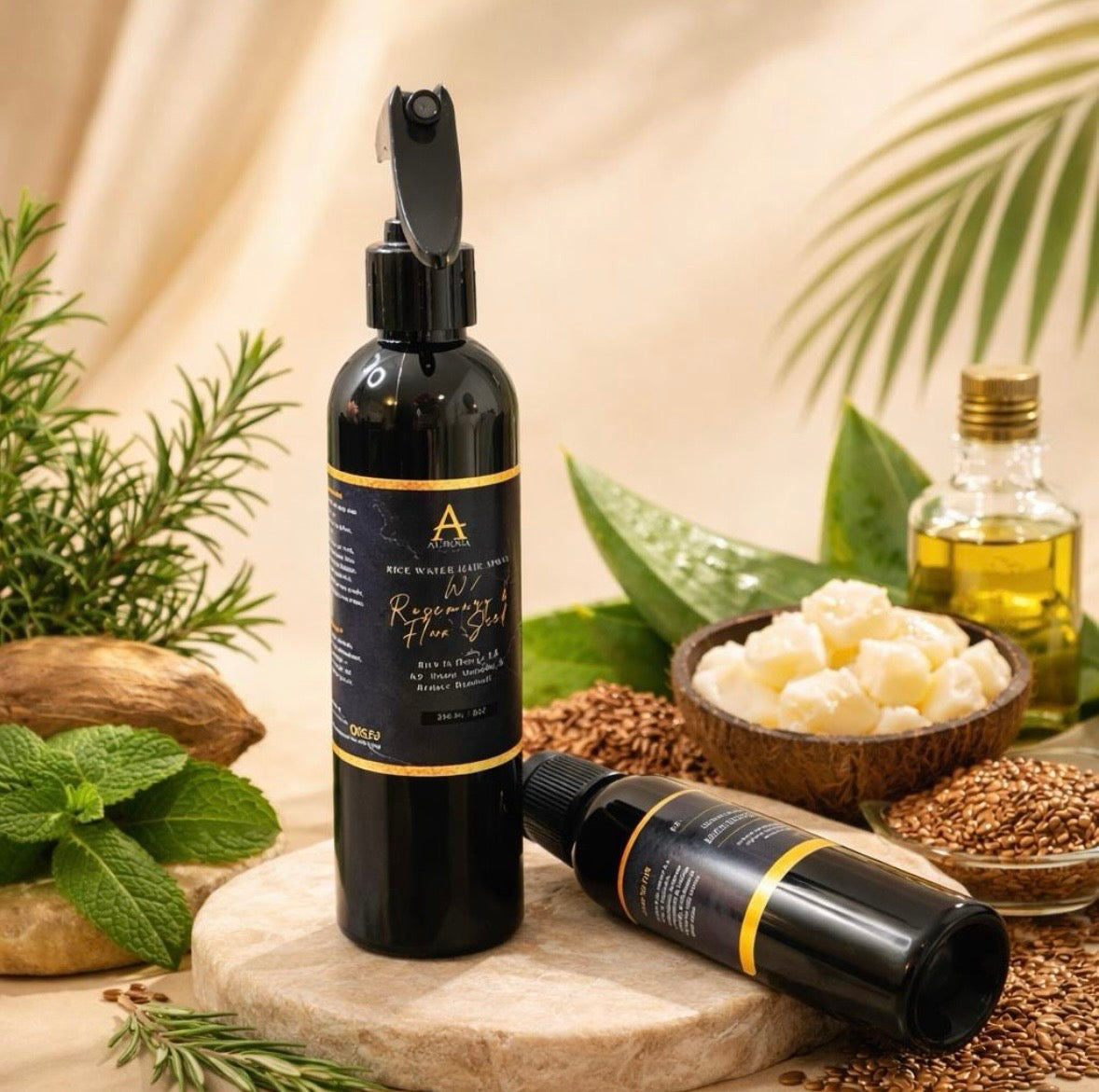 Rice Water Hair Spray W/Rosemary & Flax Seed | Growth + Strengthening Spray.