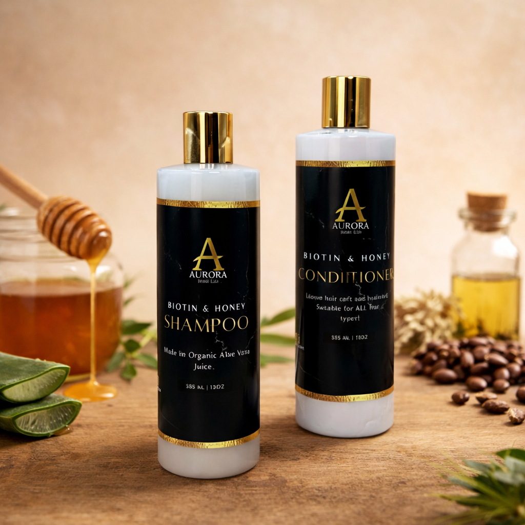 Biotin & Honey Shampoo Conditioner Combo - Vegan Set | Aurora Hair Lab