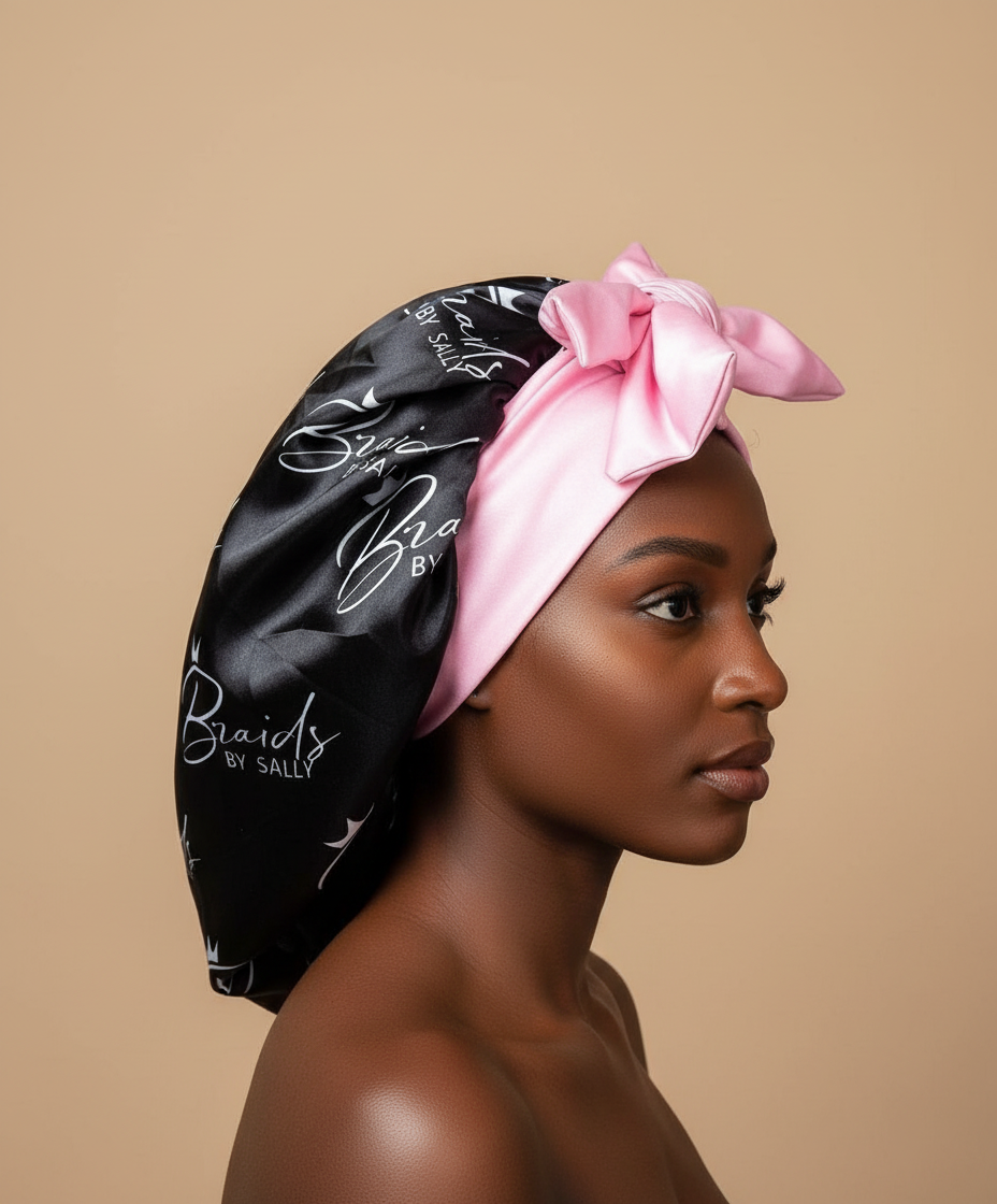 Short Double Layer Reversible Satin Bonnet \| Aurora Hair Lab