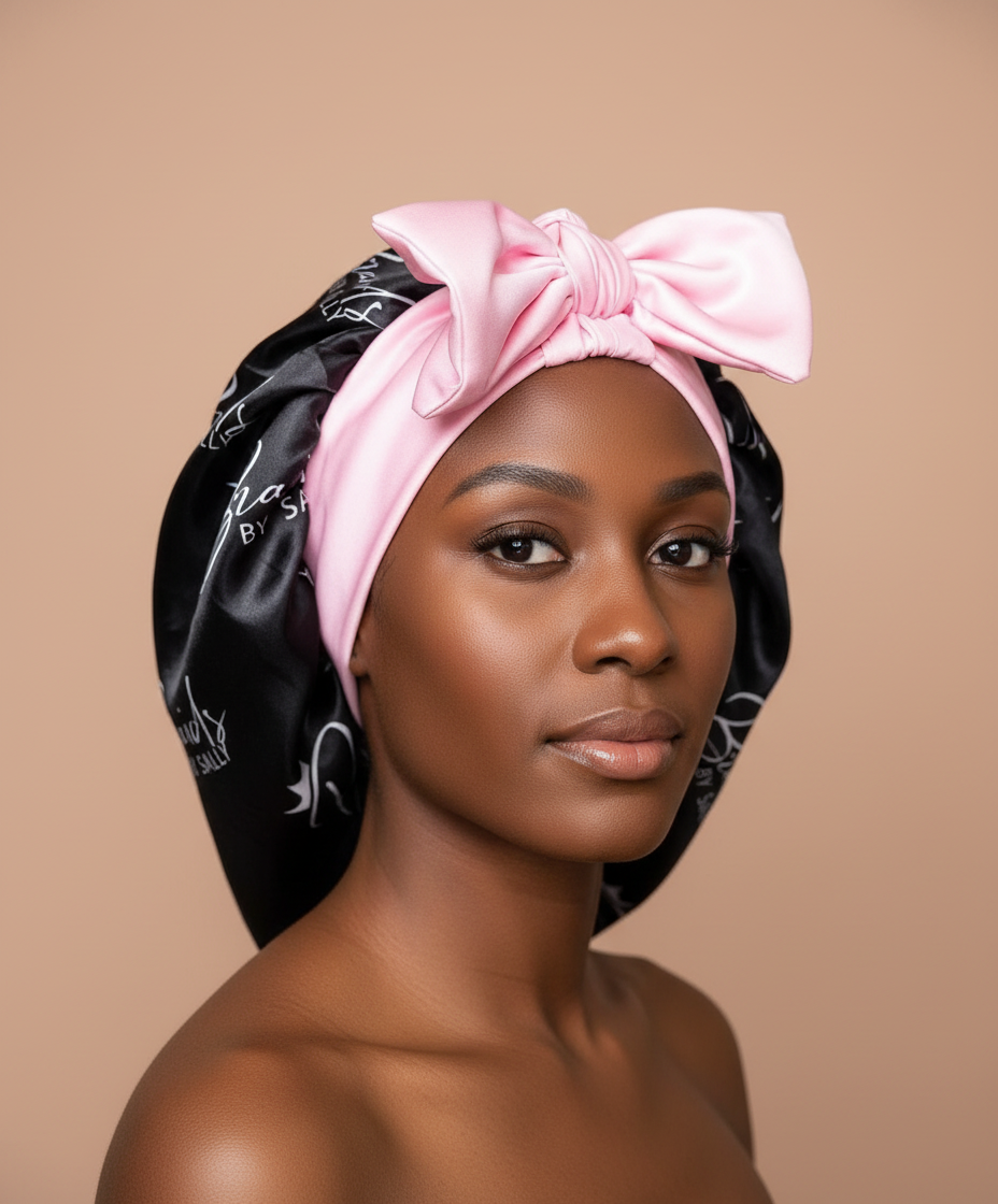 Short Double Layer Reversible Satin Bonnet \| Aurora Hair Lab