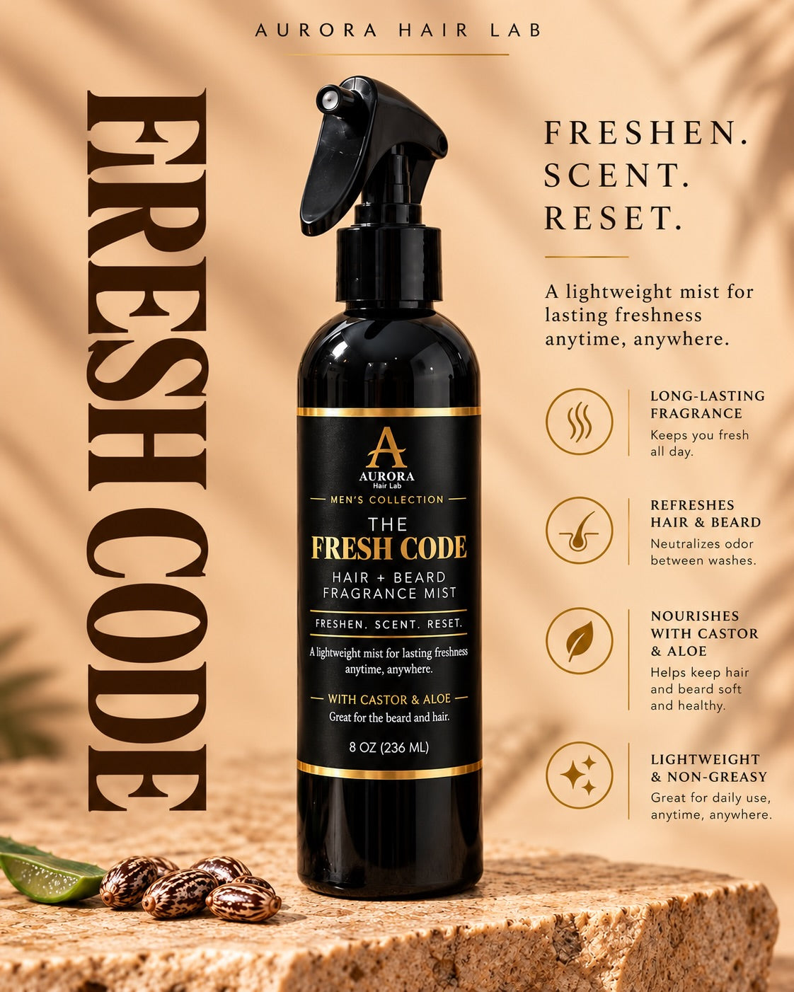 The Fresh Code Hair + Beard Fragrance Mist